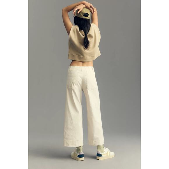 NWT-The Colette Cropped Wide-Leg Pants by Maeve Oatmeal sizes:(1)24,(4)26 - Picture 4 of 9